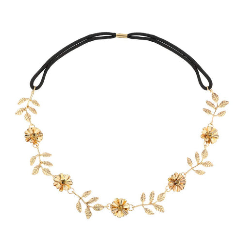 Yalice Gold Leaf Flower Head Chain Hair Headband, Elegant Wedding Hair Accessories for Women (Gold-2)