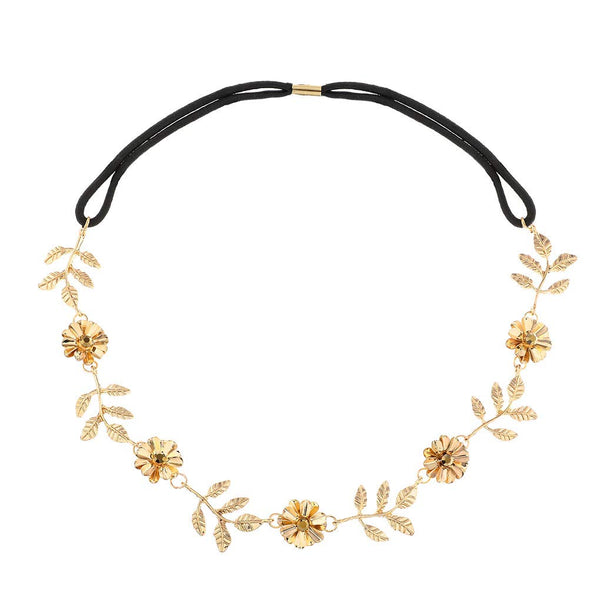 Yalice Gold Leaf Flower Head Chain Hair Headband, Elegant Wedding Hair Accessories for Women (Gold-2)