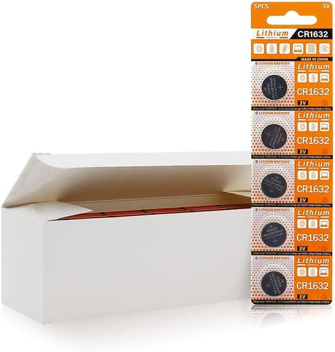 Cotchear 5pcs/Pack CR1632 Button Battery - 3V Lithium Coin Cell Batteries for Electronic Watch Remote