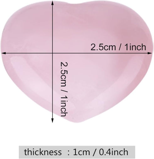 4pcs Healing Crystal Rose Quartz Carved Heart Shaped Shiny Stone, Reiki Balancing Semi-Precious Decor