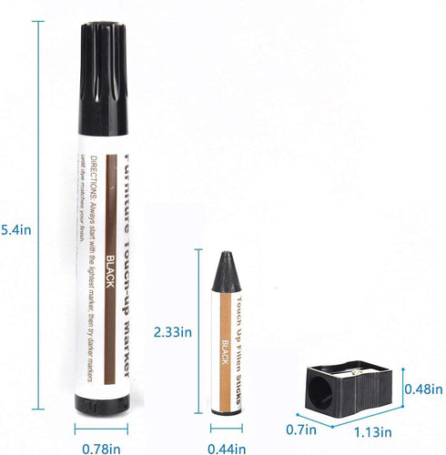 SEISSO Touch Up Furniture Markers - 17 Piece Kit, Scratch Repair Markers, Wax Sticks, Sharpener for Wood