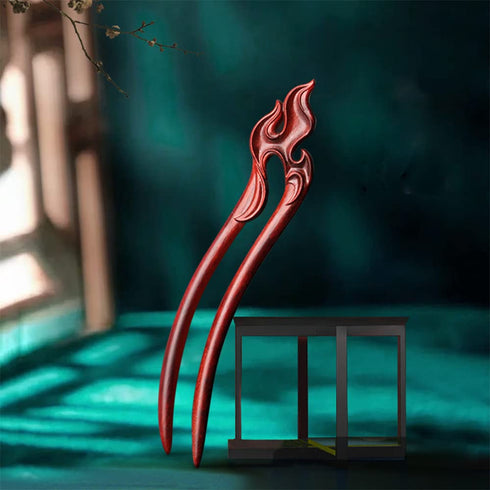 Large Handmade Ebony U Shape Hair Fork, 6.6" Wooden Hair Stick for Thick Hair Accessories