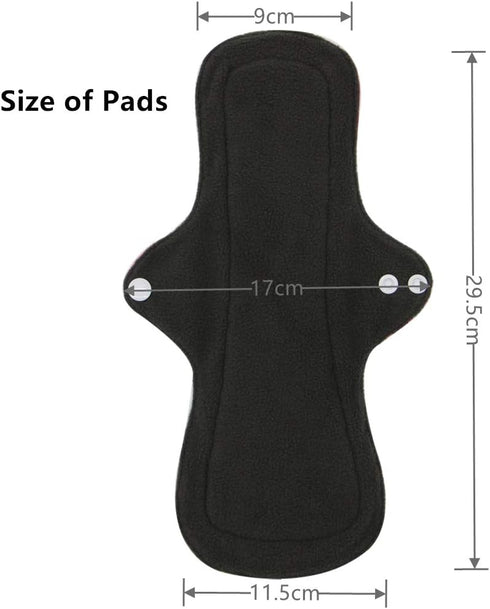 Pack 5, 1 Reusable Menstrual Pads - Bamboo Charcoal Menstrual Heavy Incontinence Pads |Sanitary Pads - of Cloth Mini