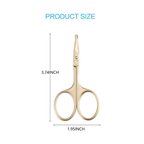 LIVINGO 3.75" Small Safety Facial Nose Hair Scissors, Curved Blade with Rounded Tip for Manicure and Eyebrow
