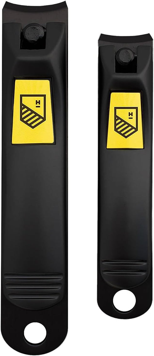 Nail Clippers Set - 2 Pack Stainless Steel Professional Fingernail & Toenail Clippers for Thick Nails (Black)