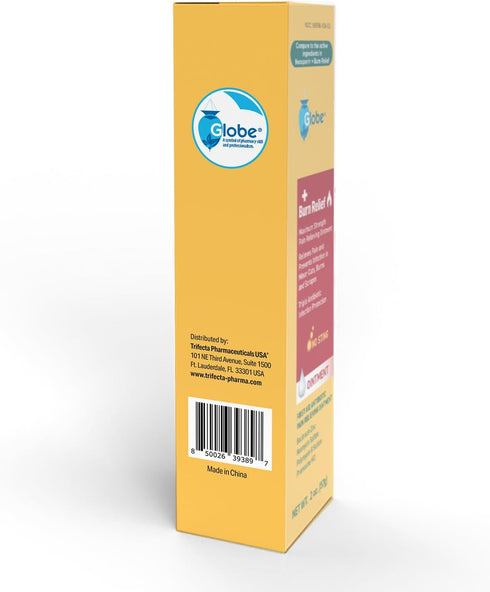 Globe Dual Action Burn Relief & First-Aid Antibiotic Ointment, 24-Hour Infection Protection with Maximum Strength Pain