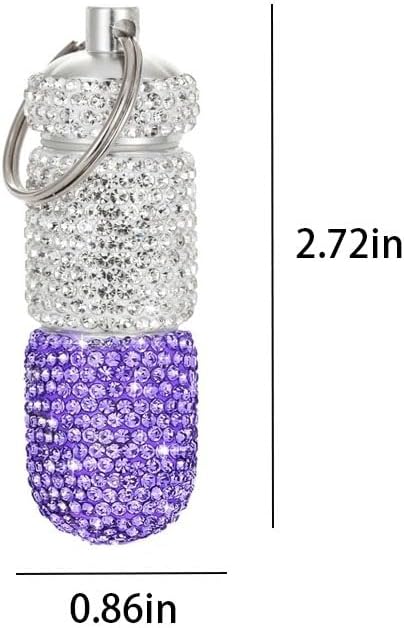 Ximimark 2pc 2-Compartment Elegant Portable Keychain Pill Box - Compact Metal Organizer, Travel-Ready & Waterproof