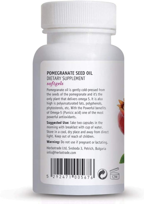 Pomegranate Seed Oil Liquid Softgels (60 Count) Rich in Omega 5 – Supports body’s defense system Supplement for Men & Women – Provides Antioxidant Support & Free Radical Defense – Non GMO