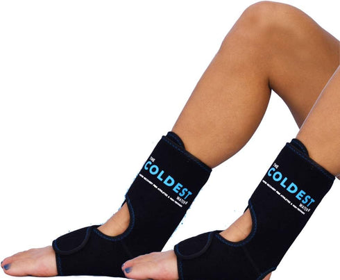 Coldest Foot Ankle Achilles Pain Relief Ice Wrap with 2 Cold Gel Packs - Best for Tendon Injuries & Sore Feet