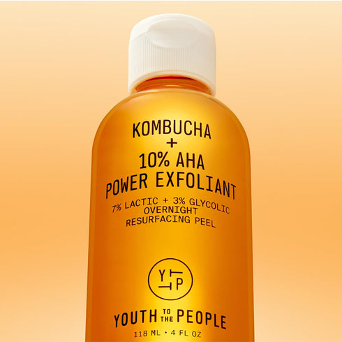 Youth To The People Kombucha + 10% Power AHA Exfoliant - Overnight Liquid Face Peel + Dark Spot Corrector - 4oz (7%