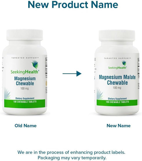 Seeking Health Magnesium Malate Chewable Tablet - 100 mg Dimagnesium Malate Supplement, 100 Lozenges