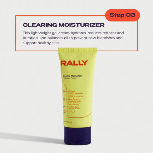 RALLY Plant-Based Gel Cream Clearing Facial Moisturizer, Hydrate + Control Blemishes, Ideal for Teen + Athlete, 2 OZ