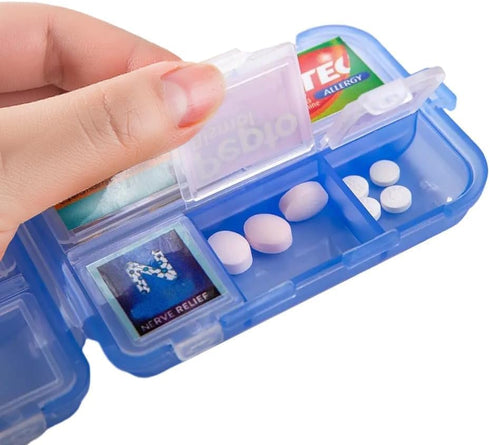 iouwei 7 161 Large Pill Organizer with Medicine Labels - Day Travel Daily Container, Mini Medication Storage Case