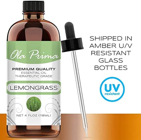 Ola Prima Lemongrass Essential Oil - 4 oz for Cleaning & Diffuser, Lemon Grass Oil