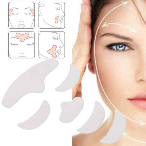 ZJchao Wrinkle Patches, 6Pcs Silicone Smile Patch Pad Facial Wrinkle Patches Skin Lifting Forehead Eye Chin Face Patch Face Wrinkle Remover Strips for Reducing Eye Around Mouth Upper Lip