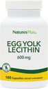 NaturesPlus Egg Yolk Lecithin - 600 mg, 180 Capsules - Gluten Free, Soy Free - 90 Servings