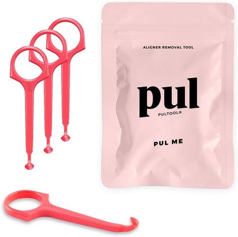 PUL Clear Aligner Removal Tool for Invisalign, Retainers, Dentures, Hygienic Oral Care Accessory, Pink (Pack of 4)