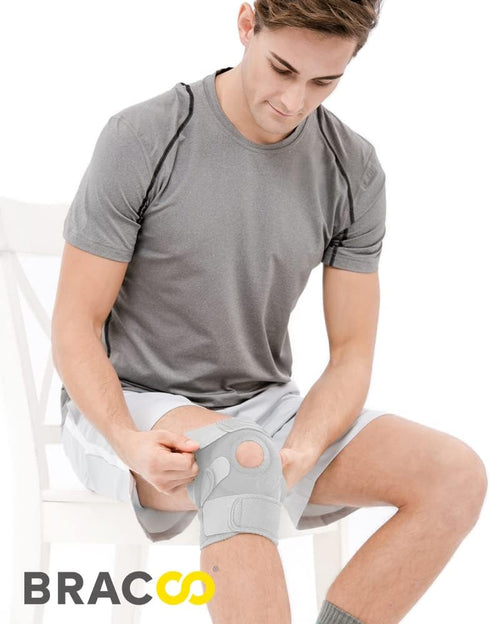 Bracoo Knee Support Brace for Men Women, Adjustable Compression Sleeve Wrap, Patellar Pad for Injury Recovery