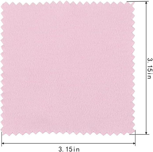 50pcs Pink Jewelry Cleaning Cloth, Small Polishing Cloth for Sterling Silver, Gold, Platinum, 8x8cm