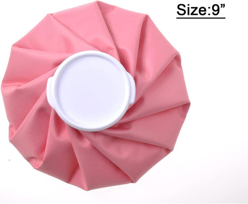 Ice Bag, Reusable 9" Ice Packs for Injuries, Hot Water Bag for Pain Relief, Cold Pack in Pink