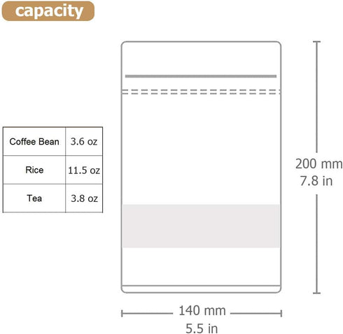 Resealable Brown Paper Stand Up Pouches with Window, 50Pcs 5.5"x7.8" Zip Lock Coffee Packaging, Kraft Candy Bags for