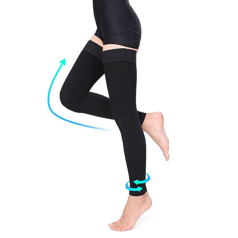 Thigh High Compression Stockings Women, 30-40mmHg Footless Sleeve Socks for Varicose