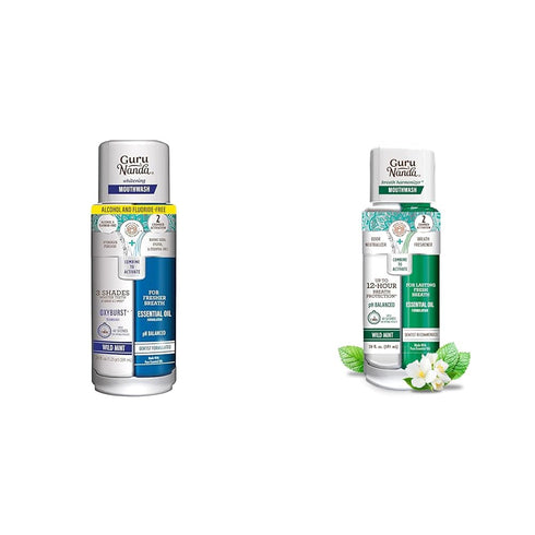 GuruNanda Wild Mint Dual Barrel Mouthwash Bundle - Teeth Whitening Oxyburst & Breath