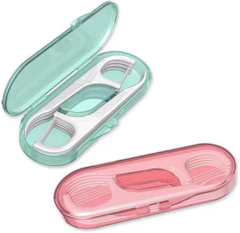 Holy Rose Dental Floss Dispenser 2 Box, 196 Count Floss Picks Micro Portable Case for Clean Teeth, Travel, Family