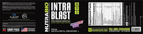 NutraBio Intra Blast and Pre-Workout Powder, Advanced Electrolyte Performance Drink, Amino Acid Recovery, Grape Berry