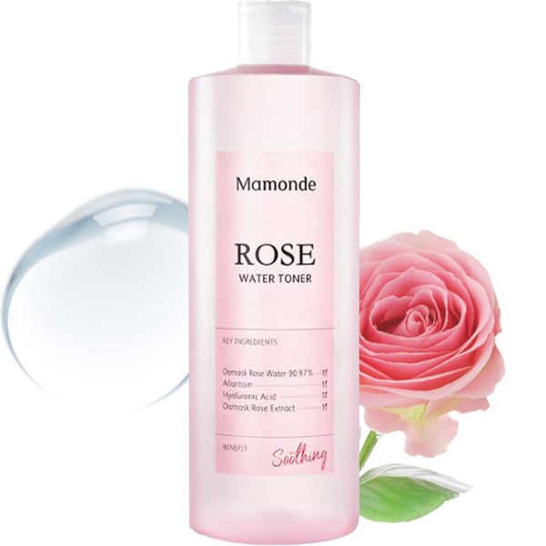 Mamonde Rose Water Vegan Toner for Face - 90.97% Pure Rose Water, Organic Certified, Soothing & Hydrating, 8.45 Fl Oz
