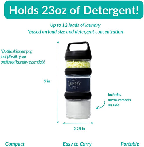 The Laundry Lab Bottle: Laundry Detergent Bottle Refillable, Leakproof, Portable, Compact for Apartments, Dorms