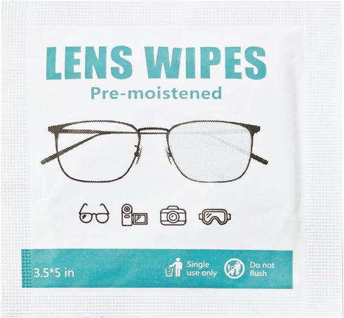 OHOO 200 Count Lens Wipes for Eyeglasses Individually Wrapped Pre-Moistened Wipes Cleaner for Glasses Screens Camera