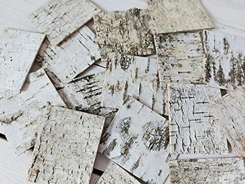30pcs Natural Birch Bark Sheets 1.96"x2.36" for Gifts, Product Wrapping, or Decorating