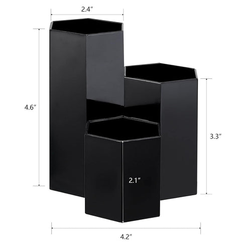 LoveBB Makeup Brush Holder Organizer, 3 Slot Plastic Storage Solution for Cosmetics Brushes, Black