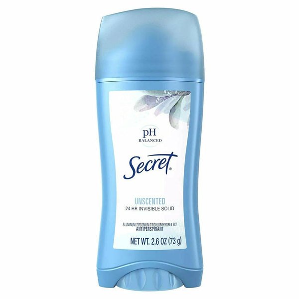 Secret Unscented Invisible Solid Antiperspirant Deodorant, 2.6oz (Pack of 3)