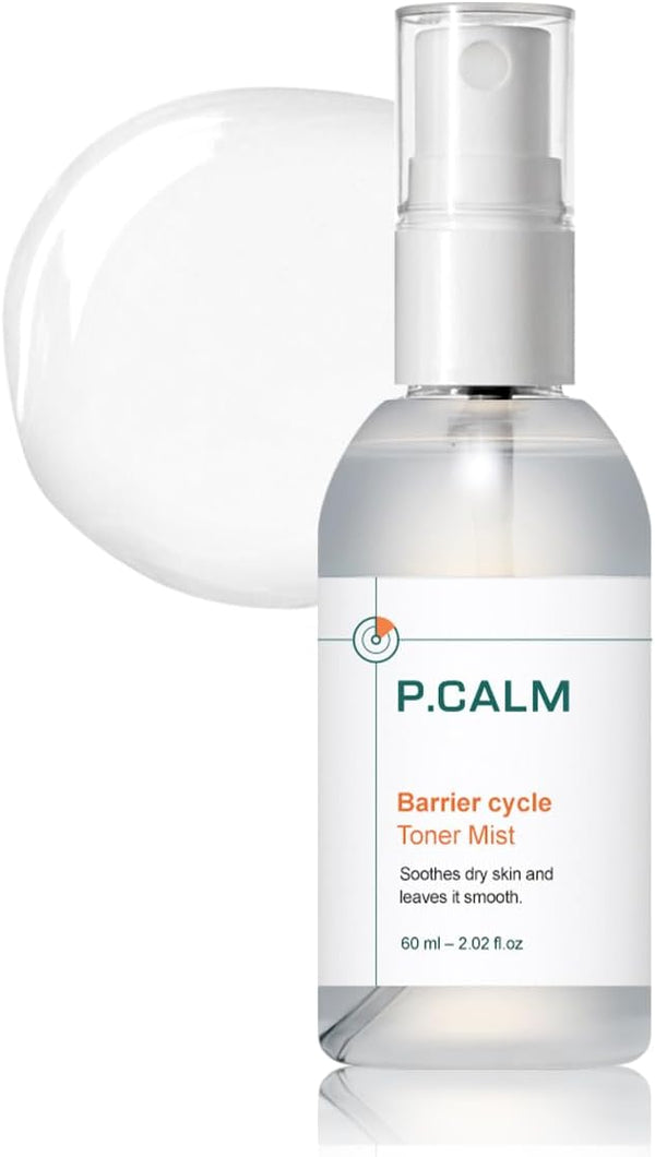P.CALM Barrier Cycle Toner Mist 60ml | Vegan Fragrance-Free Hydrating Facial Moisturizing Spray for Sensitive Skin | Korean Skincare