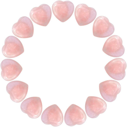 Marrywindix 15 Packs Healing Crystal Natural Rose Stone Heart, Love Carved Palm Worry Stone