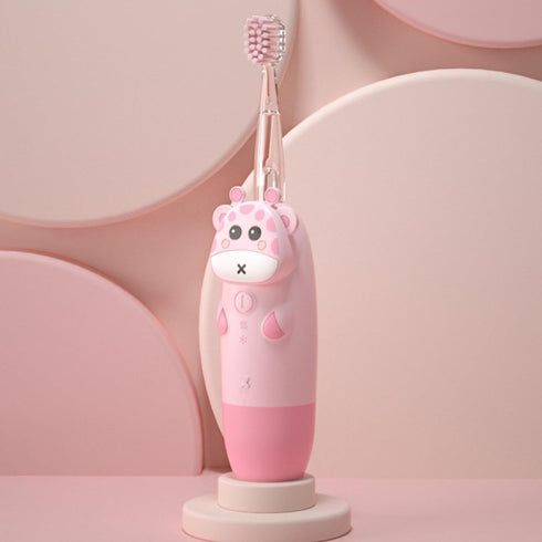 Set 4pcs 2 ARTIBETTER Electric Toothbrush Sonic Toothbrush with Pink Deer Handle and Soft Brush Heads USB Rechargeable
