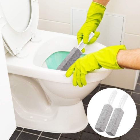 2 Pack Toilet Cleaner, Hard Water Build Up Remover with Ergonomic Handle, Pumice Stone Stain Remover Tool
