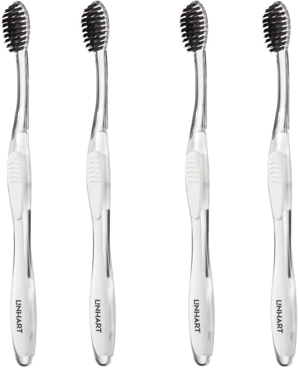 LINHART Extra Soft Toothbrush, Teeth Whitening with Multi Length Bristles, 4 Pack