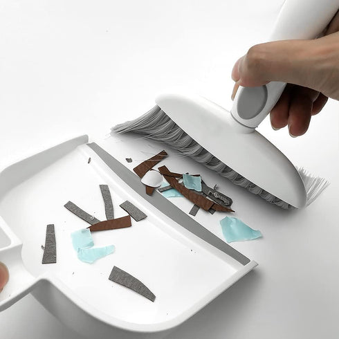 Mini Broom and Dustpan Set - Small Dustpan and Brush Set for Desk, Home, Tent, Gray 2pcs