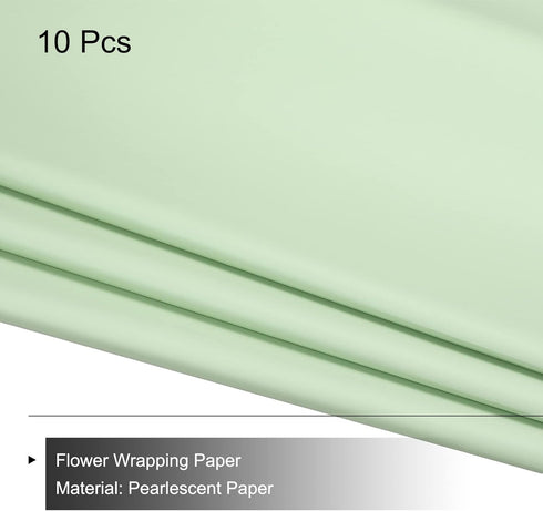 MECCANIXITY 10 Pcs Flower Wrapping Paper, 22.8x22.8 Inch Waterproof Florists Wrapping Paper for DIY Crafts, Light Green