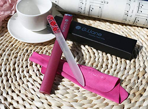Premium Glass Nail File with Case - Professional Crystal Fingernail Files Perfect Manicure Set for Women Men Kids (Pink)