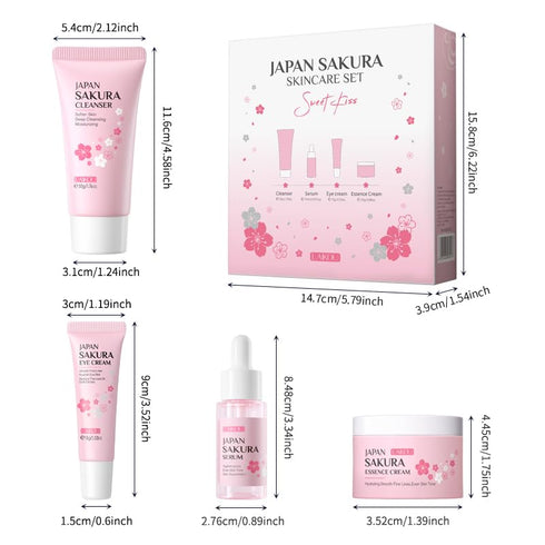 Skin Care Set JAPAN SAKURA: Beauty Gift Sets with Cleanser, Serum, Eye Cream, Face Cream Travel Kit for Women