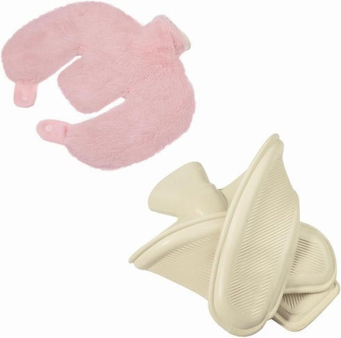 Ibluelover 1L Pack U Shaped Hot Water Bottle for Neck & Shoulder Soft Rubber Hot Water Bag with Plush Cover Pain Relief