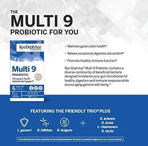 Kyolic Kyo-Dophilus Multi 9 Probiotic, 90 Capsules for Strong Gut Health Balance and Support