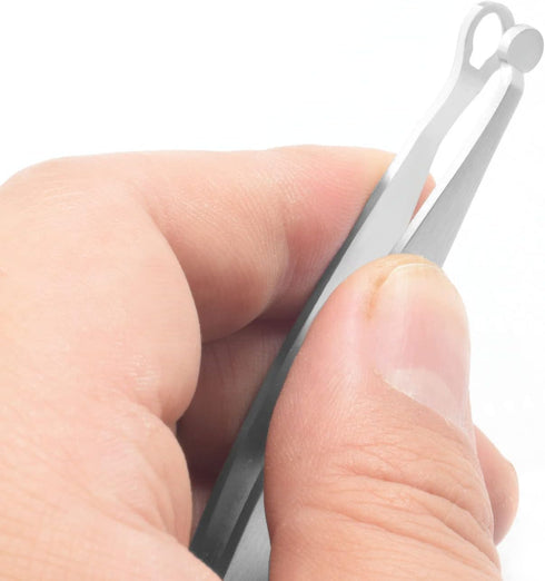 Precision Nose Hair Tweezer, Stainless Steel Round Head Grooming Scissor for Safely Trim Nose and Ears (Silver A)