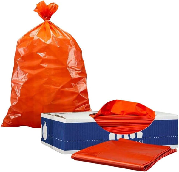 Plasticplace 55-60 Gallon Trash Bags, 1.2 Mil, Orange Heavy Duty Garbage Can Liners, 38” x 58” (50 Count)