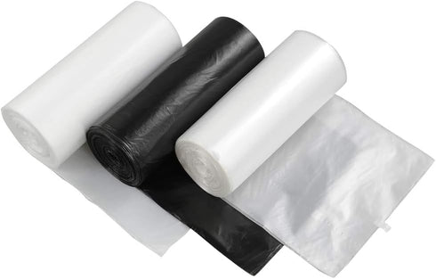 Small Trash Bags, 4 Gallon, Black, Clear and White, 150 Counts