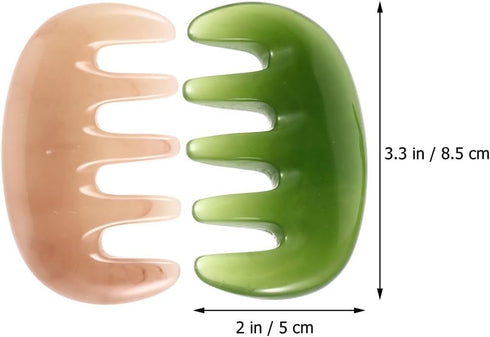 2pcs Scalp Massage Comb - Wooden Massage Tool, Massage Scraper, Resin Gua Sha Board, Spa Scratcher for Relaxation